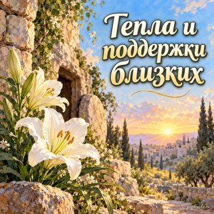 Великая суббота — открытка «Тепла и поддержки близких» с белой лилией у каменной стены Великая суббота — открытка «Тепла и поддержки близких» с белой лилией у каменной стены