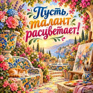 Всемирный день искусства — открытка «Пусть талант расцветает!» мозаичный цветочный сад Всемирный день искусства — открытка «Пусть талант расцветает!» мозаичный цветочный сад