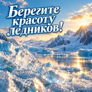 Всемирный день ледников — открытка «Берегите красоту ледников!» кристаллы льда в солнечном свете Всемирный день ледников — открытка «Берегите красоту ледников!» кристаллы льда в солнечном свете