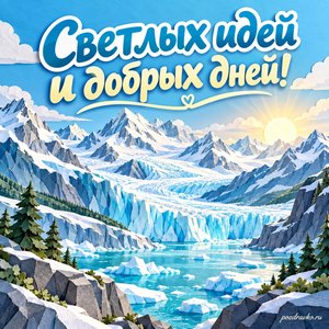 Всемирный день ледников — открытка «Светлых идей и добрых дней!» бумажная горная долина Всемирный день ледников — открытка «Светлых идей и добрых дней!» бумажная горная долина