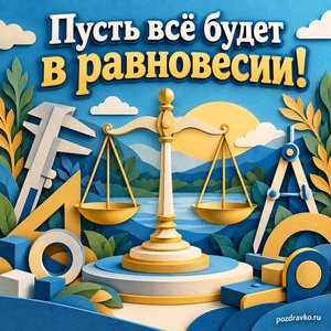 Всемирный день метрологии — открытка «Пусть всё будет в равновесии!» бумажные измерительные инструменты Всемирный день метрологии — открытка «Пусть всё будет в равновесии!» бумажные измерительные инструменты