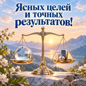 Всемирный день метрологии — открытка «Ясных целей и точных результатов!» равновесие двух чаш весов Всемирный день метрологии — открытка «Ясных целей и точных результатов!» равновесие двух чаш весов
