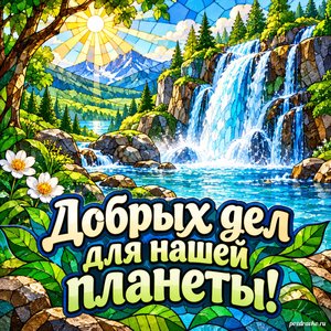 Всемирный день водных ресурсов — открытка «Добрых дел для нашей планеты!» водопад в солнечной долине Всемирный день водных ресурсов — открытка «Добрых дел для нашей планеты!» водопад в солнечной долине