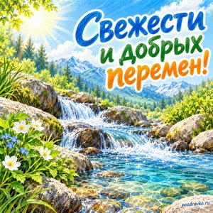 Всемирный день водных ресурсов — открытка «Свежести и добрых перемен!» ручей среди камней Всемирный день водных ресурсов — открытка «Свежести и добрых перемен!» ручей среди камней