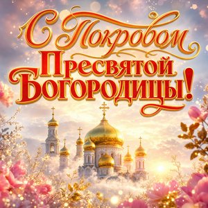 Яркая открытка с Покровом Пресвятой Богородицы
