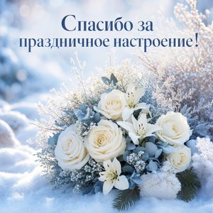 Зимняя открытка Спасибо со снегом
