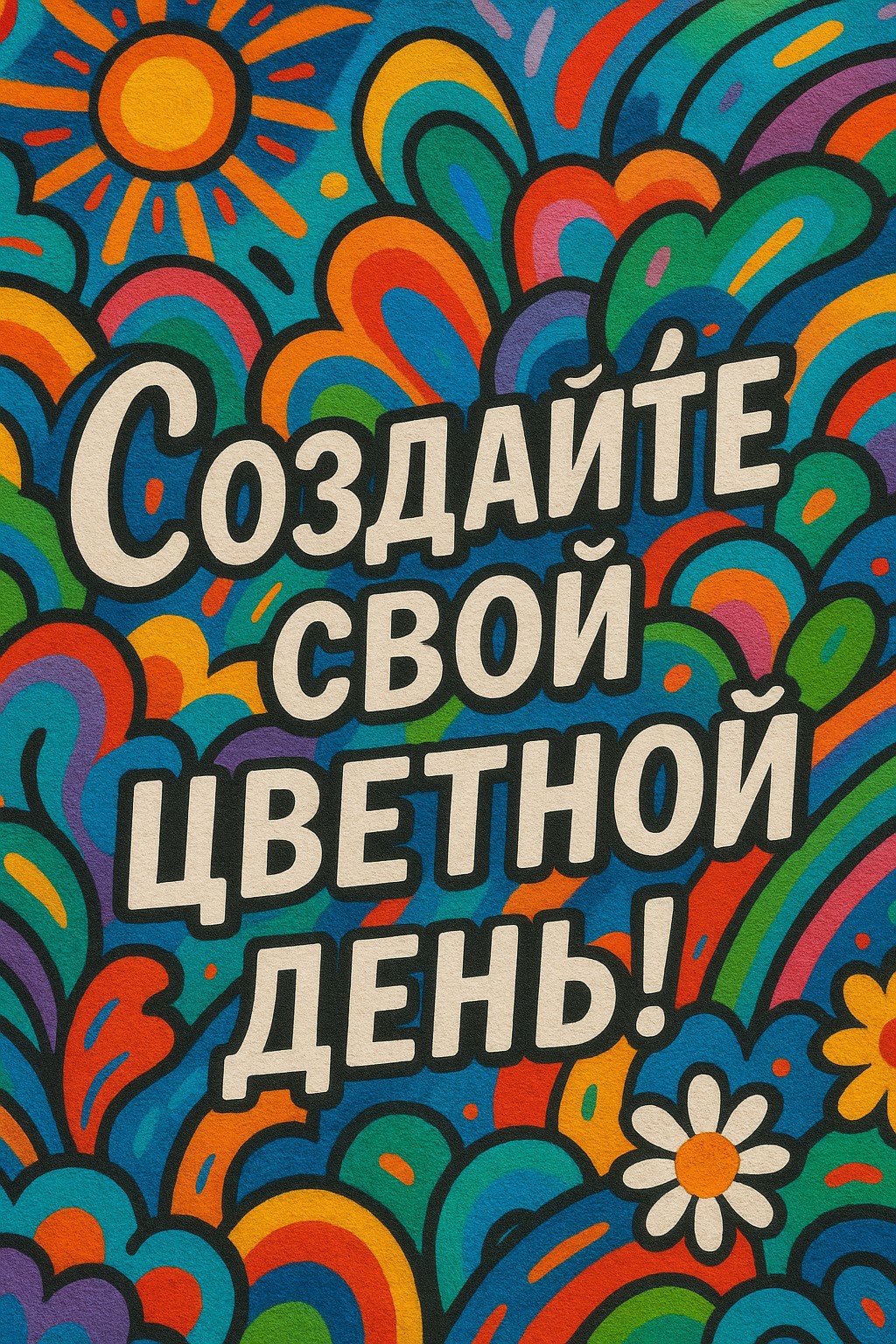 Зарядитесь позитивом с этой яркой открыткой с граффити.