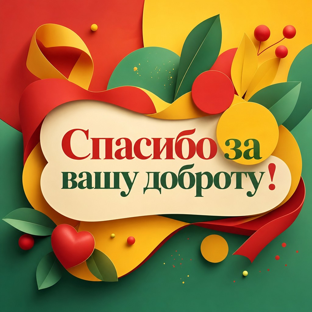 Энергичная и весёлая открытка для выражения благодарности.